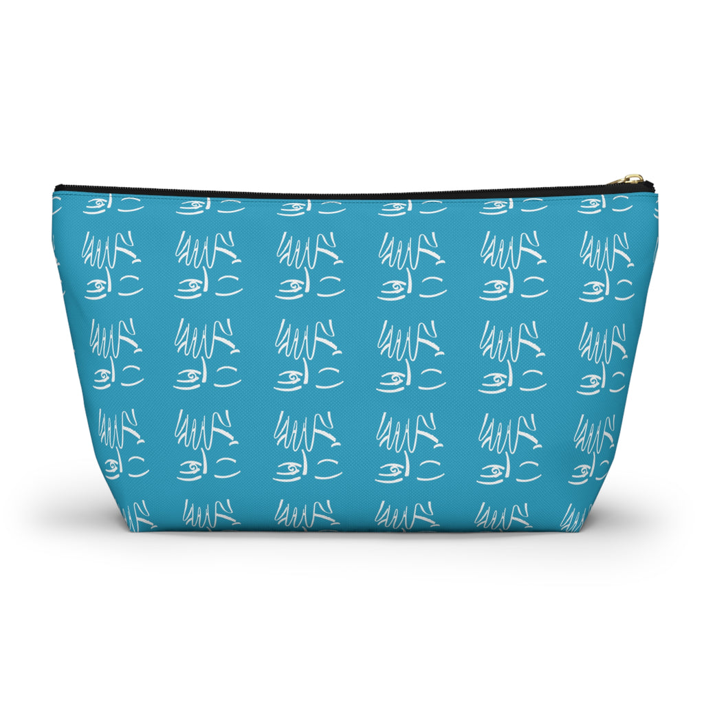 Taboo Travel Pouch- Blue Abstract Face (Large)