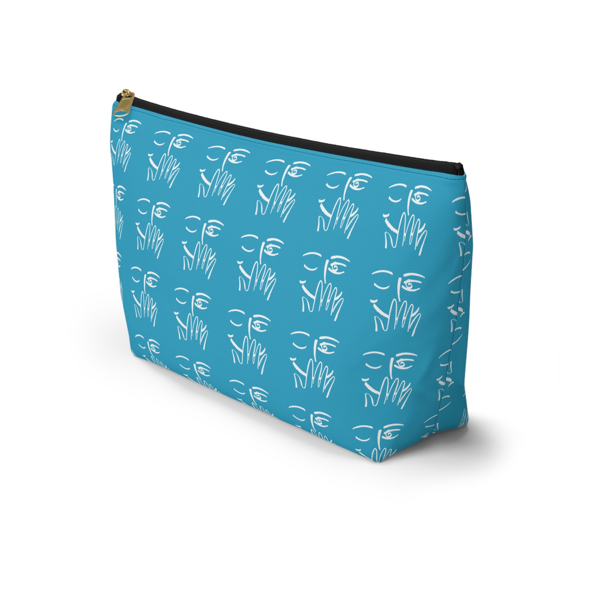 Taboo Travel Pouch- Blue Abstract Face (Large)