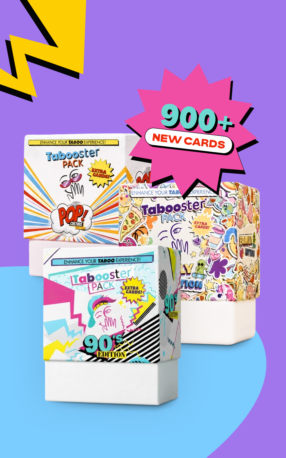 Tabooster Packs in Pop Culture, Family and 90s editions — 900+ new cards